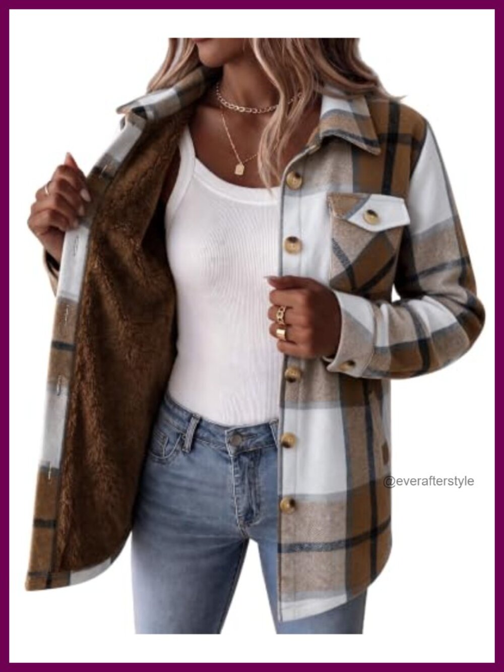 Sherpa Fleece Lined Plaid Flannel Jacket Women's Winter Coat